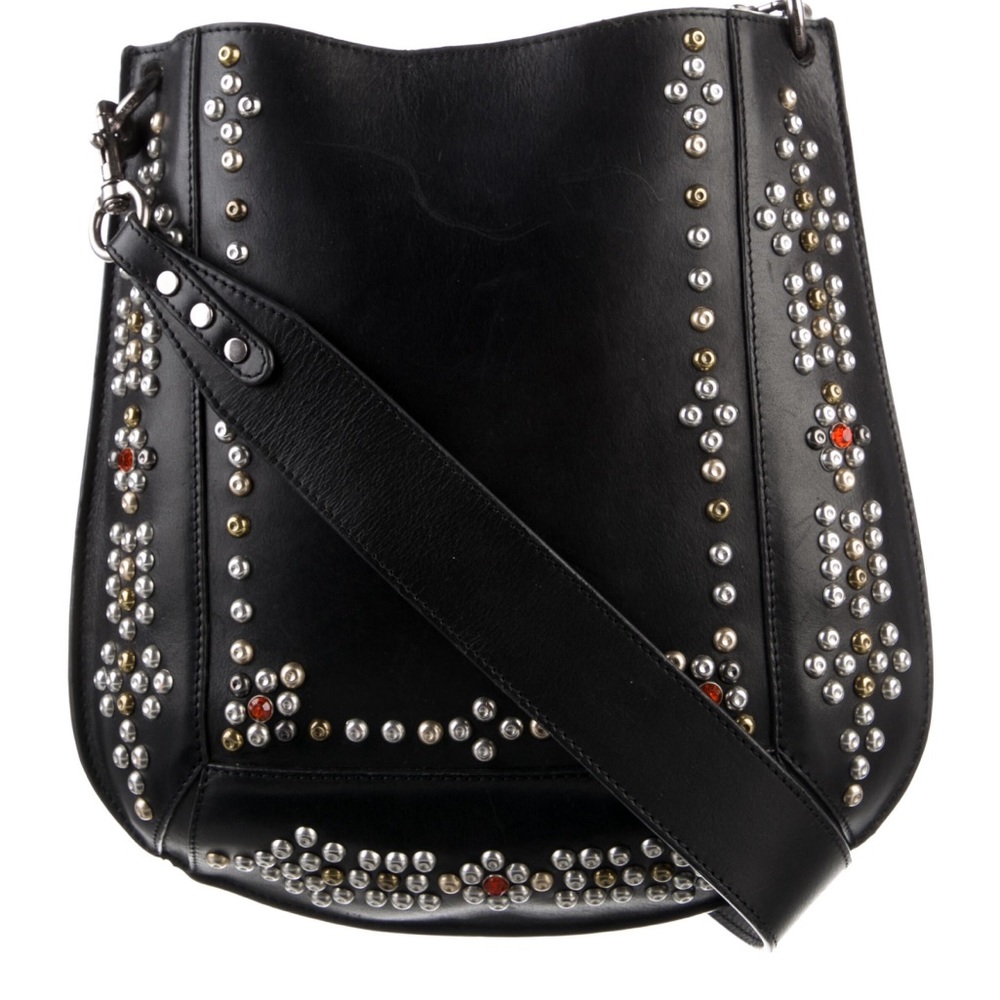 Authentic ISABEL MARANT Paris Studded Black OKSAN Leather Crossbody Bag RARE!